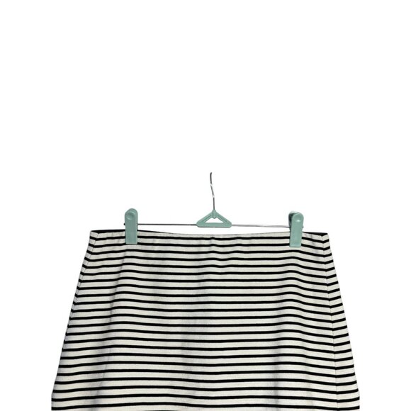 Ann Taylor Factory A-Line Skirt 4 Zip Above Knee Stretch Elastic Waist Striped - Picture 3 of 6
